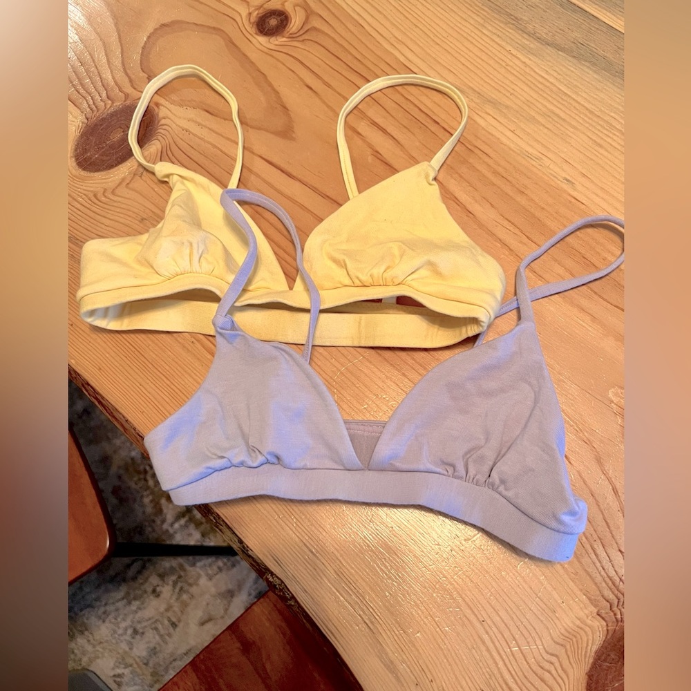 Stone Fox Wear bralettes, pink and purple size XS.